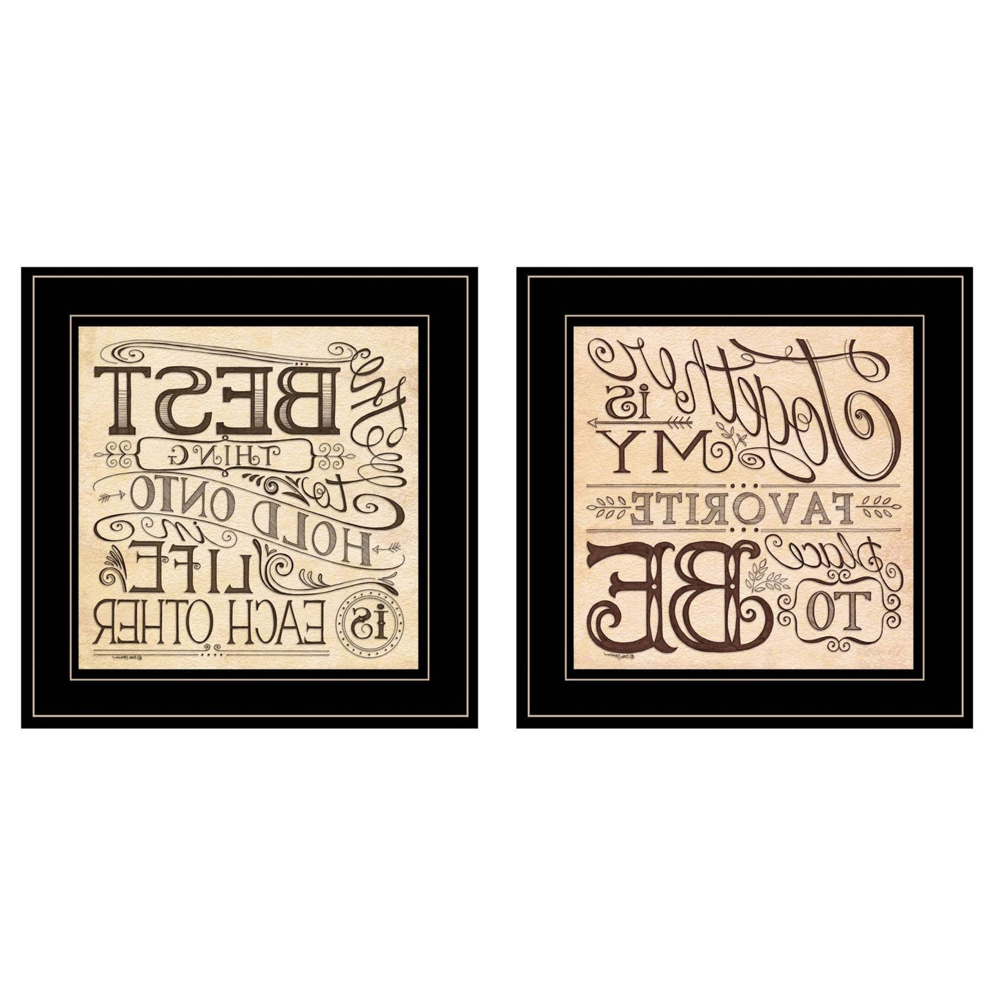 Set Of Two Together or Each Other 2 Black Framed Print Wall Art - Homeroots - Flyclothing LLC