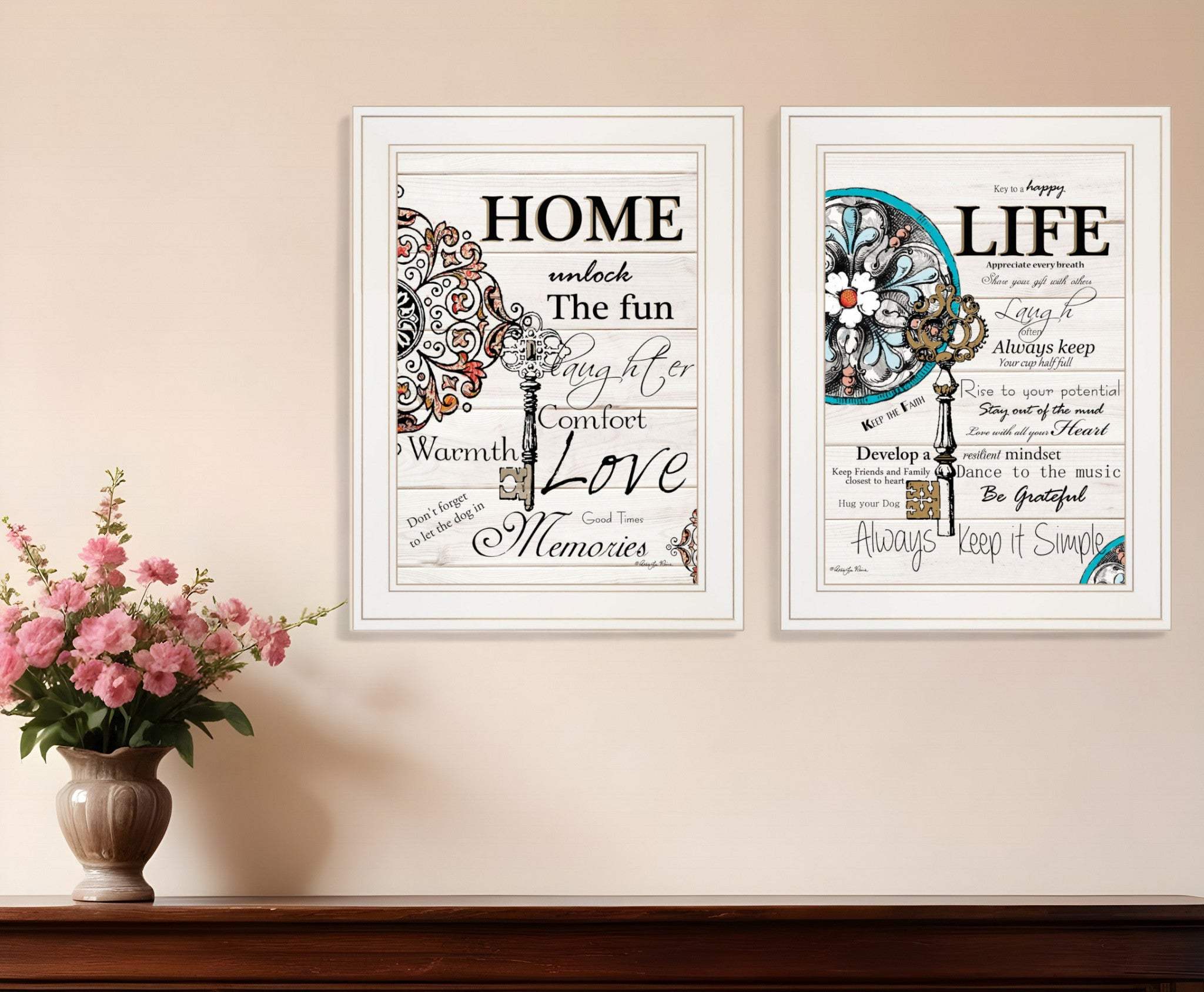 Set Of Two Life or Home 1 White Framed Print Wall Art - Homeroots - Flyclothing LLC