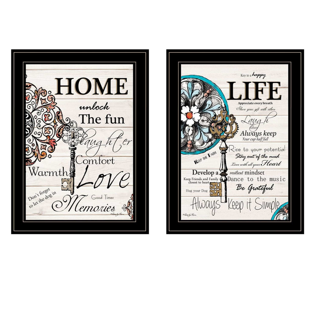 Set Of Two Life or Home 2 Black Framed Print Wall Art - Homeroots - Flyclothing LLC
