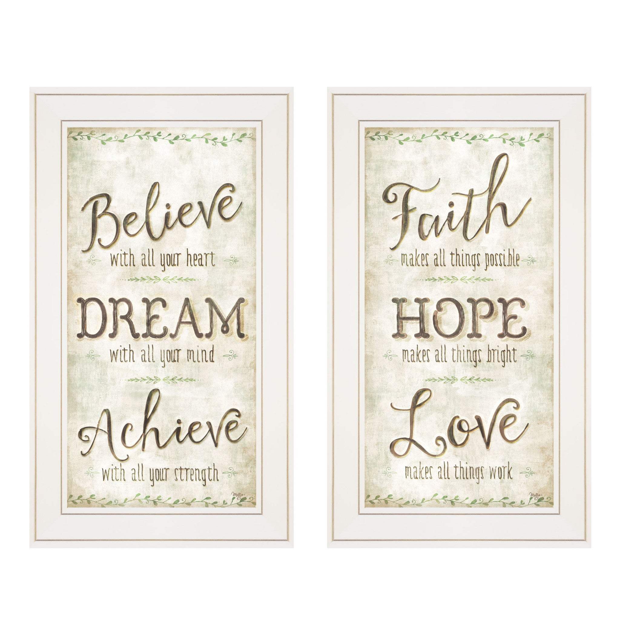 Set Of Two Faith or Believe 1 White Framed Print Wall Art - Homeroots - Flyclothing LLC