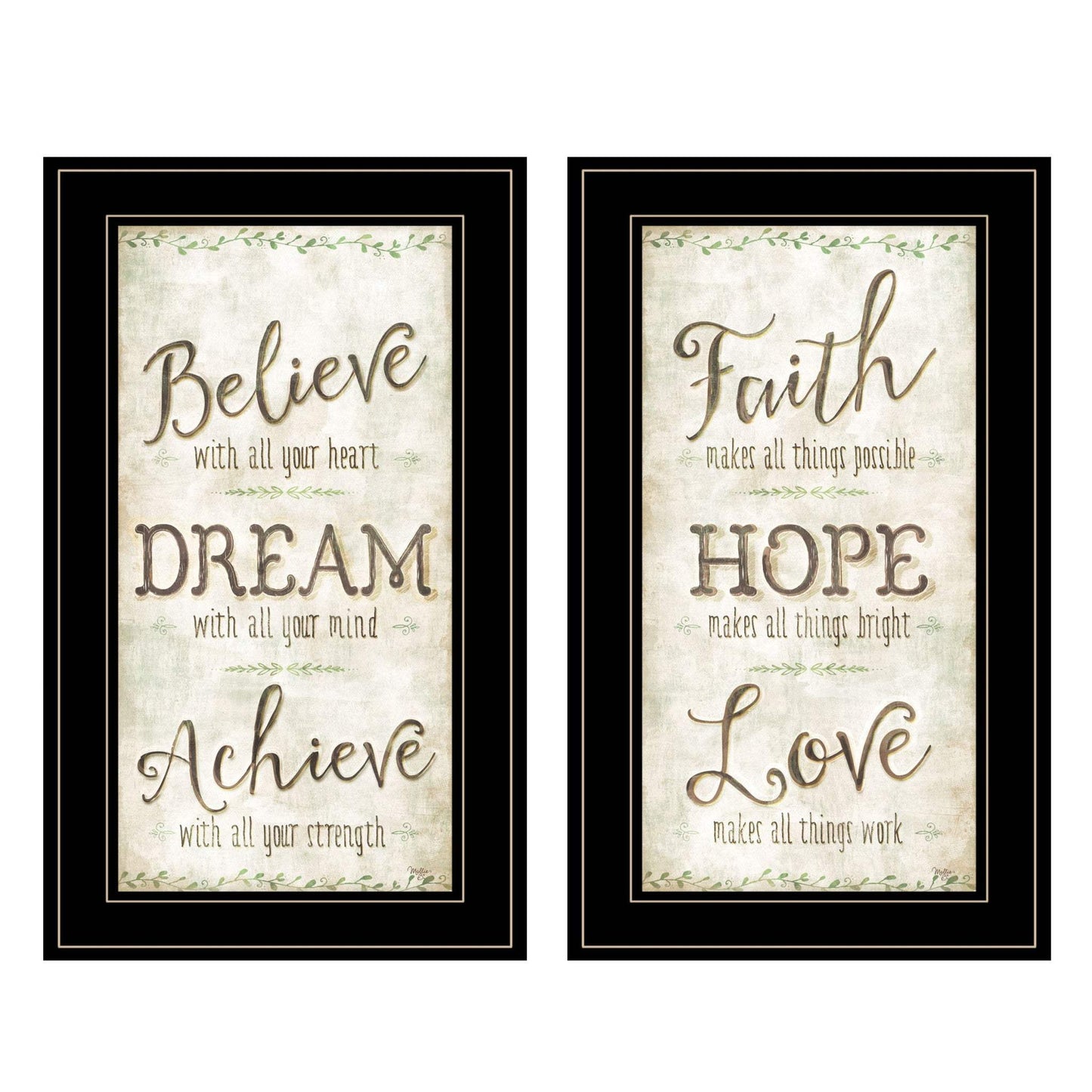 Set Of Two Faith or Believe 2 Black Framed Print Wall Art - Homeroots - Flyclothing LLC