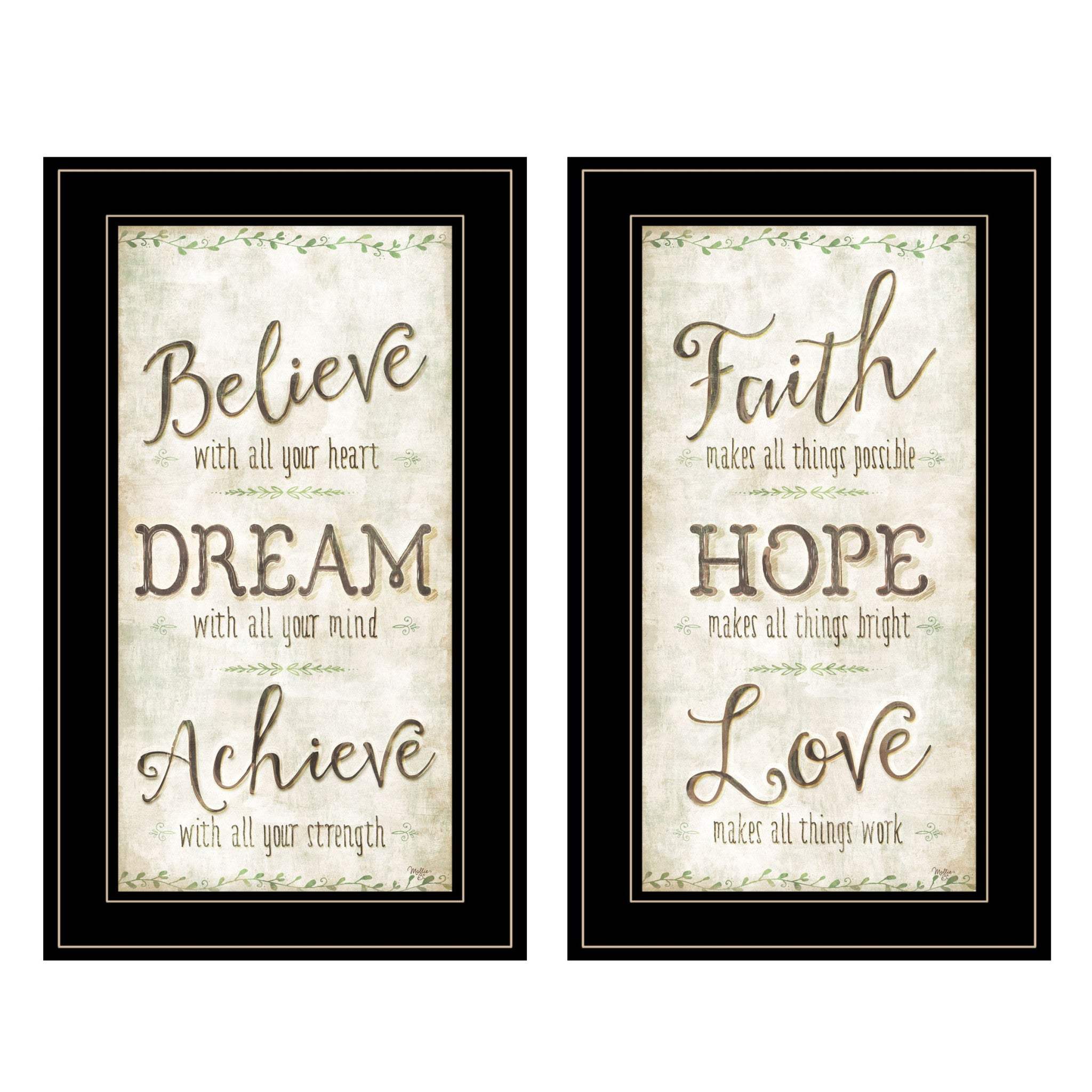 Set Of Two Faith or Believe 2 Black Framed Print Wall Art - Homeroots - Flyclothing LLC