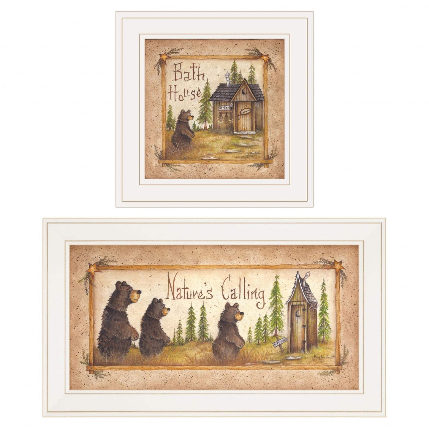 Set Of Two Natures or Bath 1 White Framed Print Bathroom Wall Art - Homeroots - Flyclothing LLC