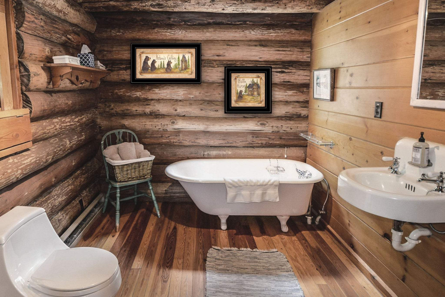 Set Of Two Natures or Bath 2 Black Framed Print Bathroom Wall Art - Homeroots - Flyclothing LLC