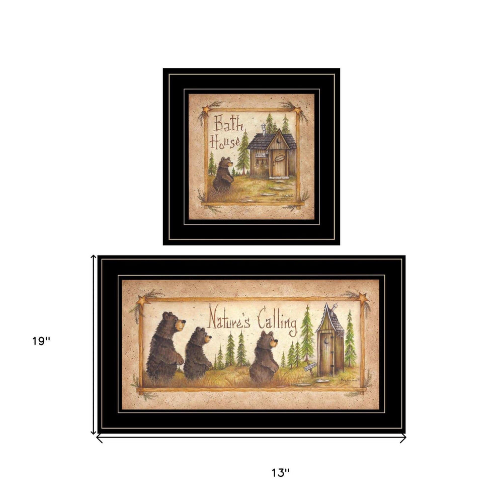 Set Of Two Natures or Bath 2 Black Framed Print Bathroom Wall Art - Homeroots - Flyclothing LLC