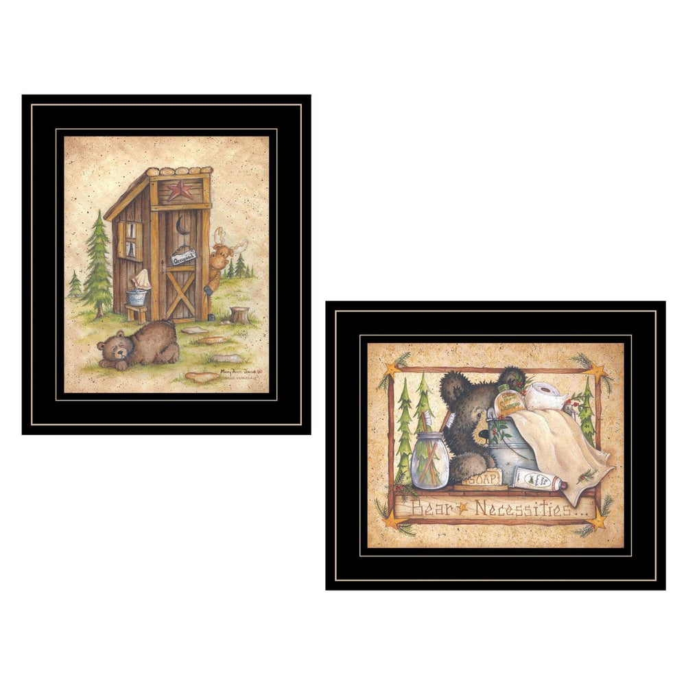 Set Of Two Bear or Still Waiting 2 Black Framed Print Wall Art - Homeroots - Flyclothing LLC