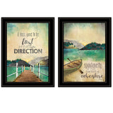 Set Of Two Right Direction or Adventure 2 Black Framed Print Wall Art - Homeroots