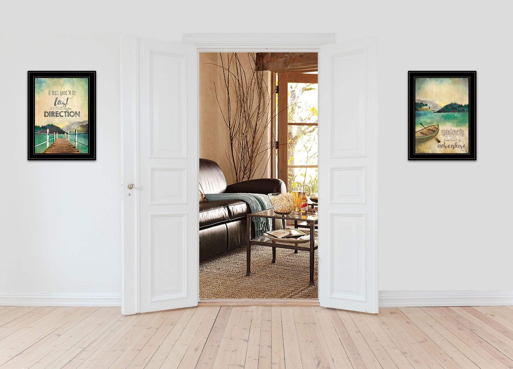 Set Of Two Right Direction or Adventure 2 Black Framed Print Wall Art - Homeroots - Flyclothing LLC