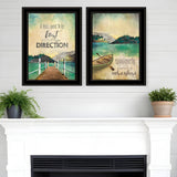 Set Of Two Right Direction or Adventure 2 Black Framed Print Wall Art - Homeroots