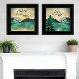 Set Of Two Lake or Sunshine 2 Black Framed Print Wall Art - Homeroots