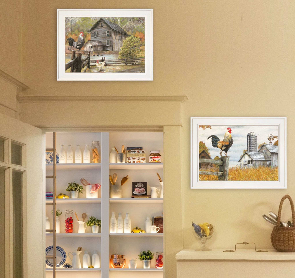 Set Of Two Down on the Farm 1 White Framed Print Wall Art - Homeroots - Flyclothing LLC