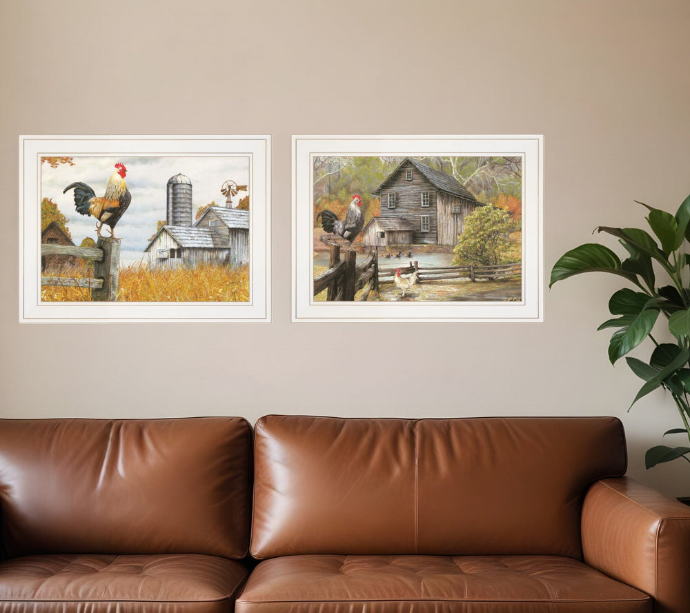 Set Of Two Down on the Farm 1 White Framed Print Wall Art - Homeroots