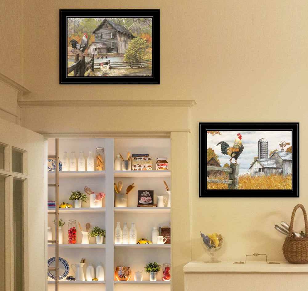 Set Of Two Down on the Farm 2 Black Framed Print Wall Art - Homeroots - Flyclothing LLC