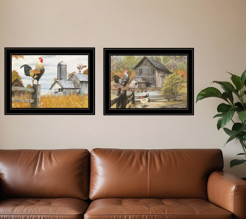 Set Of Two Down on the Farm 2 Black Framed Print Wall Art - Homeroots