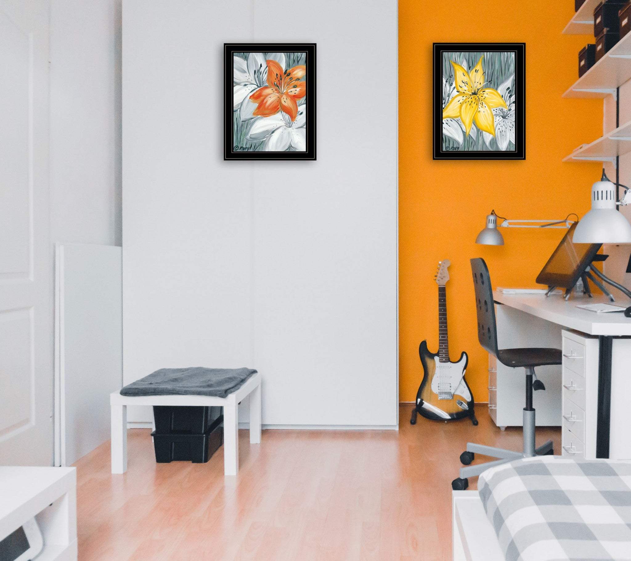 Set Of Two Tiger Lilies 2 Black Framed Print Wall Art - Homeroots - Flyclothing LLC
