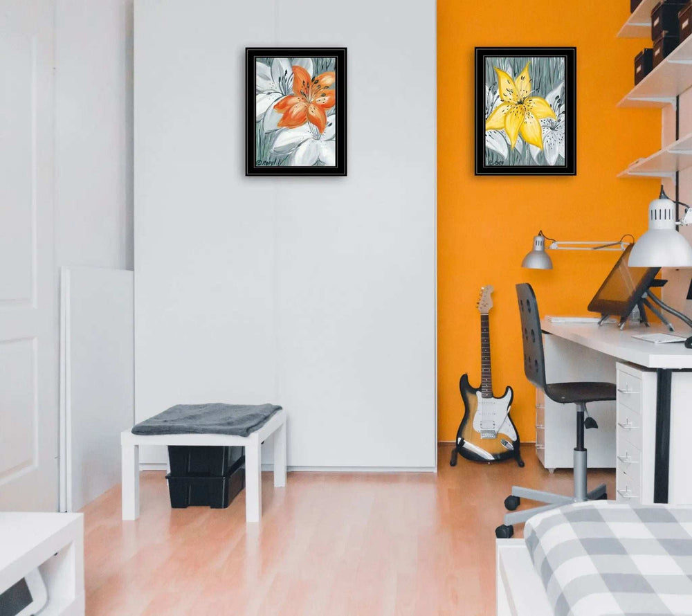Set Of Two Tiger Lilies 2 Black Framed Print Wall Art - Homeroots - Flyclothing LLC