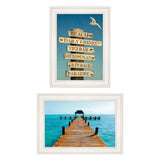 Set Of Two Beach Nautical White Framed Print Wall Art - Homeroots - Flyclothing LLC