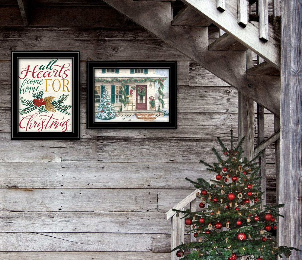 Set Of Two Come Home for Christmas 2 Black Framed Print Wall Art - Homeroots - Flyclothing LLC