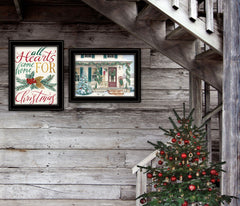 Set Of Two Come Home for Christmas 2 Black Framed Print Wall Art