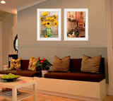 Set Of Two Vintage Country and Sunflowers 1 White Framed Print Wall Art - Homeroots - Flyclothing LLC