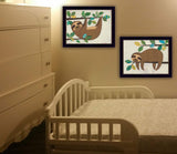 Set Of Two Cute Sloths 1 Black Framed Print Wall Art - Homeroots - Flyclothing LLC
