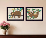 Set Of Two Cute Sloths 1 Black Framed Print Wall Art - Homeroots - Flyclothing LLC