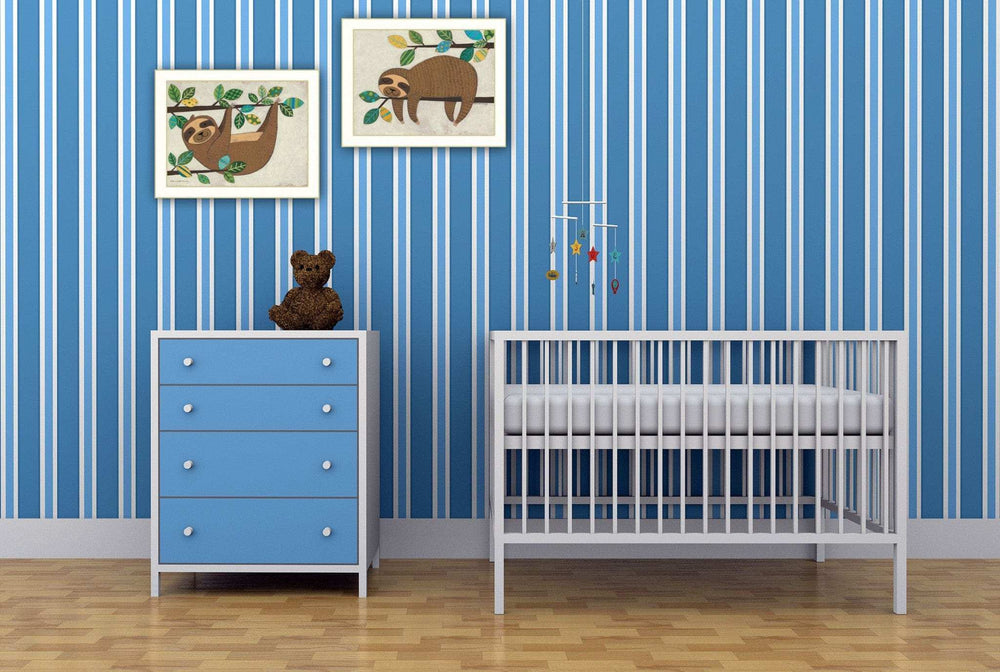 Set Of Two Cute Sloths 2 White Framed Print Wall Art - Homeroots - Flyclothing LLC