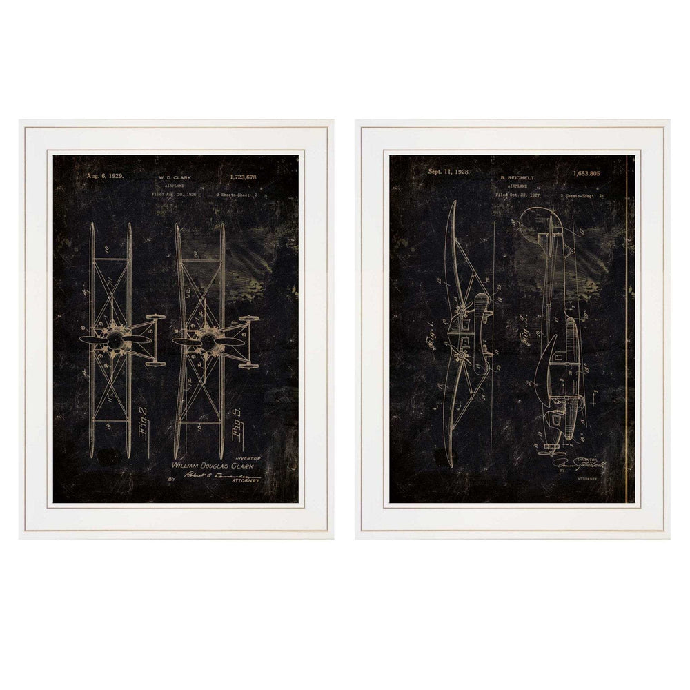 Set Of Two Airplane Patent I and II 1 White Framed Print Wall Art - Homeroots - Flyclothing LLC