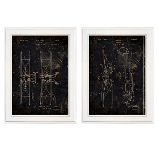 Set Of Two Airplane Patent I and II 1 White Framed Print Wall Art - Homeroots - Flyclothing LLC