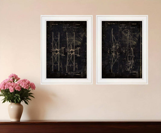 Set Of Two Airplane Patent I and II 1 White Framed Print Wall Art - Homeroots - Flyclothing LLC