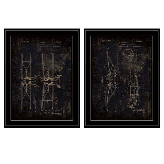 Set Of Two Airplane Patent I and II 2 Black Framed Print Wall Art - Homeroots - Flyclothing LLC