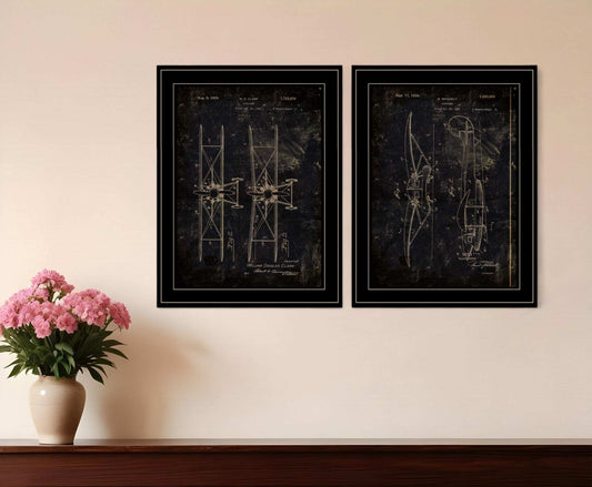 Set Of Two Airplane Patent I and II 2 Black Framed Print Wall Art - Homeroots - Flyclothing LLC