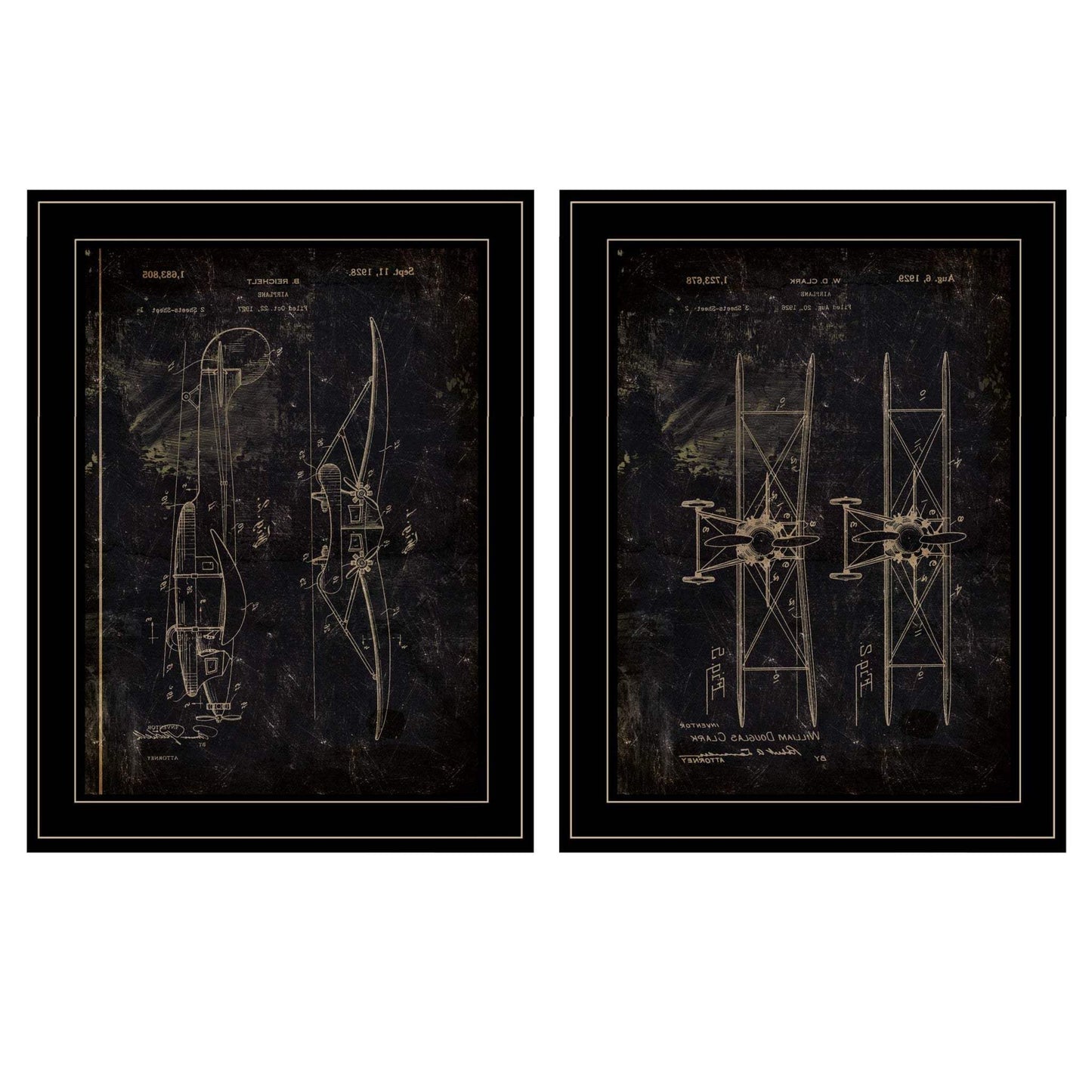 Set Of Two Airplane Patent I and II 2 Black Framed Print Wall Art - Homeroots - Flyclothing LLC