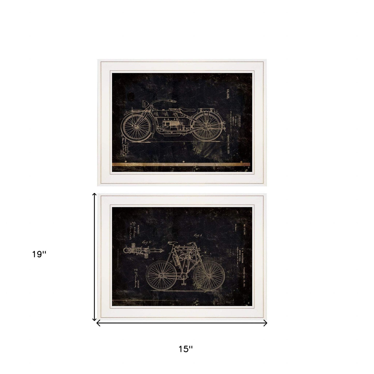 Set Of Two Motor Bike Patent I and II 1 White Framed Print Wall Art - Homeroots - Flyclothing LLC