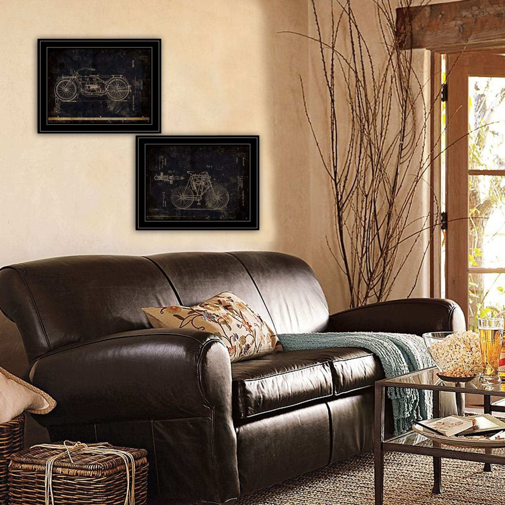 Set Of Two Motor Bike Patent I and II 2 Black Framed Print Wall Art - Homeroots - Flyclothing LLC