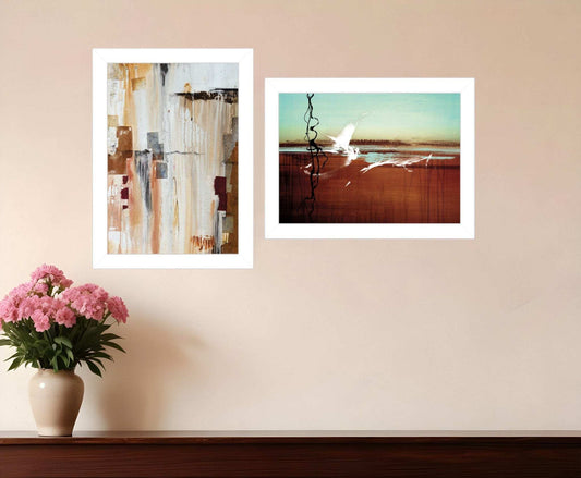 Set Of Two Abstract Flight 1 White Framed Print Wall Art - Homeroots - Flyclothing LLC