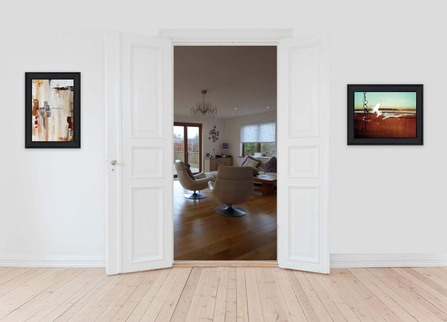 Set Of Two Abstract Flight 2 Black Framed Print Wall Art - Homeroots - Flyclothing LLC