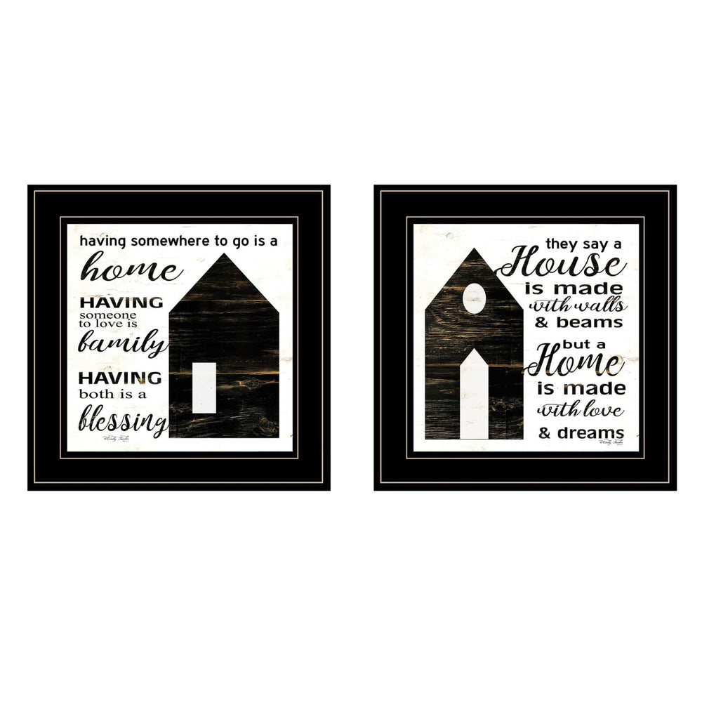 Set Of Two House or Blessing Black Framed Print Wall Art - Homeroots - Flyclothing LLC