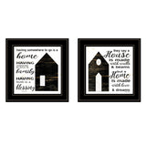 Set Of Two House or Blessing Black Framed Print Wall Art - Homeroots