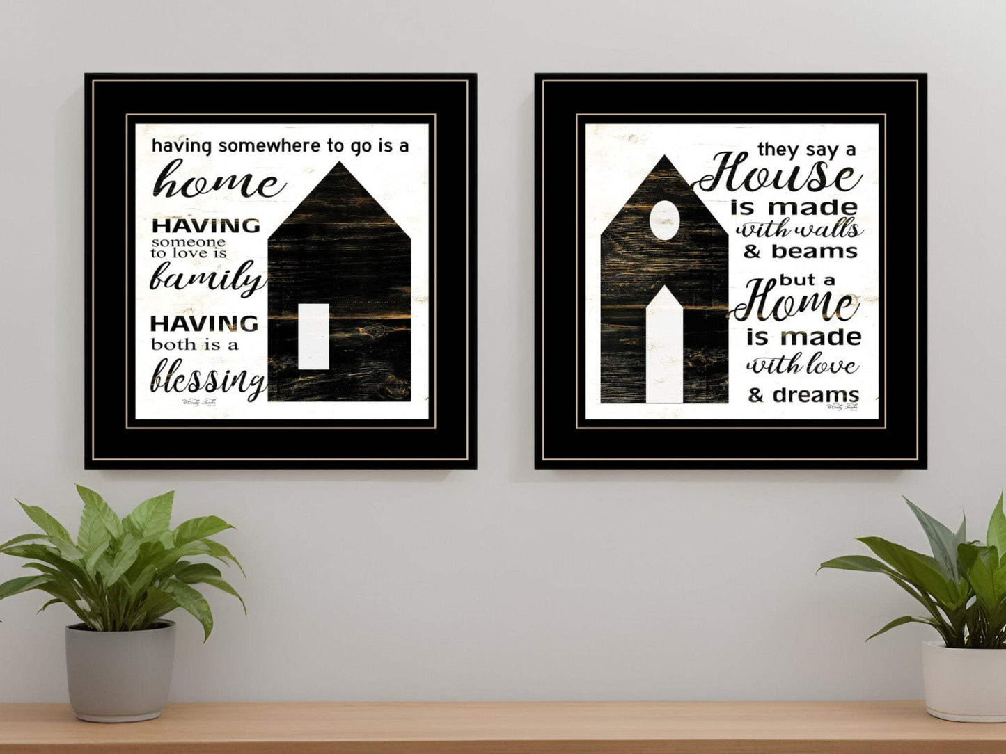 Set Of Two House or Blessing Black Framed Print Wall Art - Homeroots - Flyclothing LLC