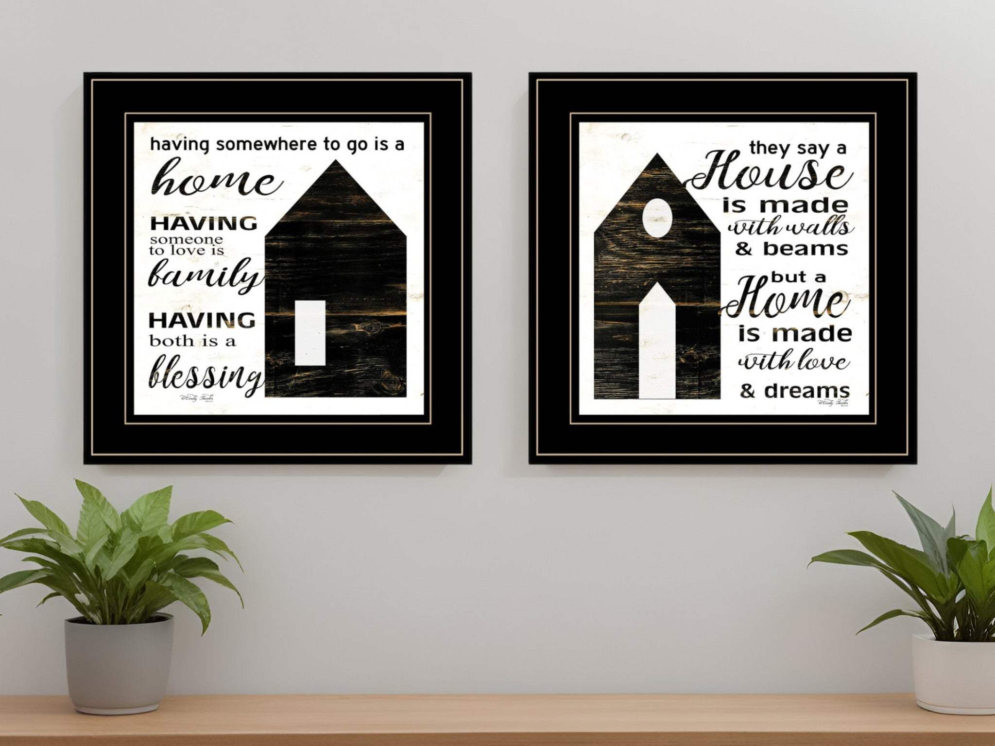 Set Of Two House or Blessing Black Framed Print Wall Art - Homeroots - Flyclothing LLC