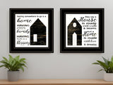 Set Of Two House or Blessing Black Framed Print Wall Art - Homeroots