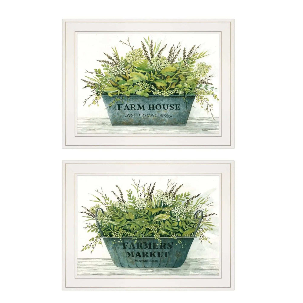 Set Of Two Farm Market Bouquet White Framed Print Wall Art - Homeroots - Flyclothing LLC