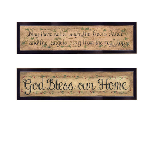 Set Of Two Blessed Home Black Framed Print Wall Art - Homeroots - Flyclothing LLC