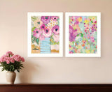 Set Of Two Floral Designs White Framed Print Wall Art - Homeroots - Flyclothing LLC