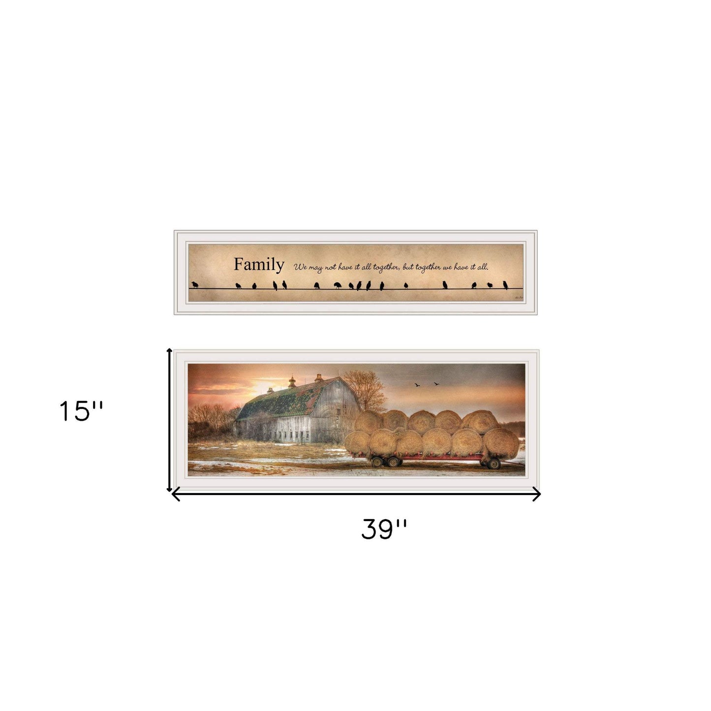 Set Of Two Together Blessed We Have It All 1 White Framed Print Wall Art - Homeroots - Flyclothing LLC