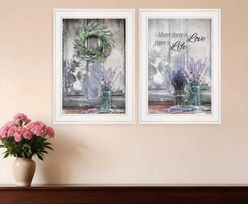 Set Of Two Where There is Love 1 White Framed Print Wall Art - Homeroots