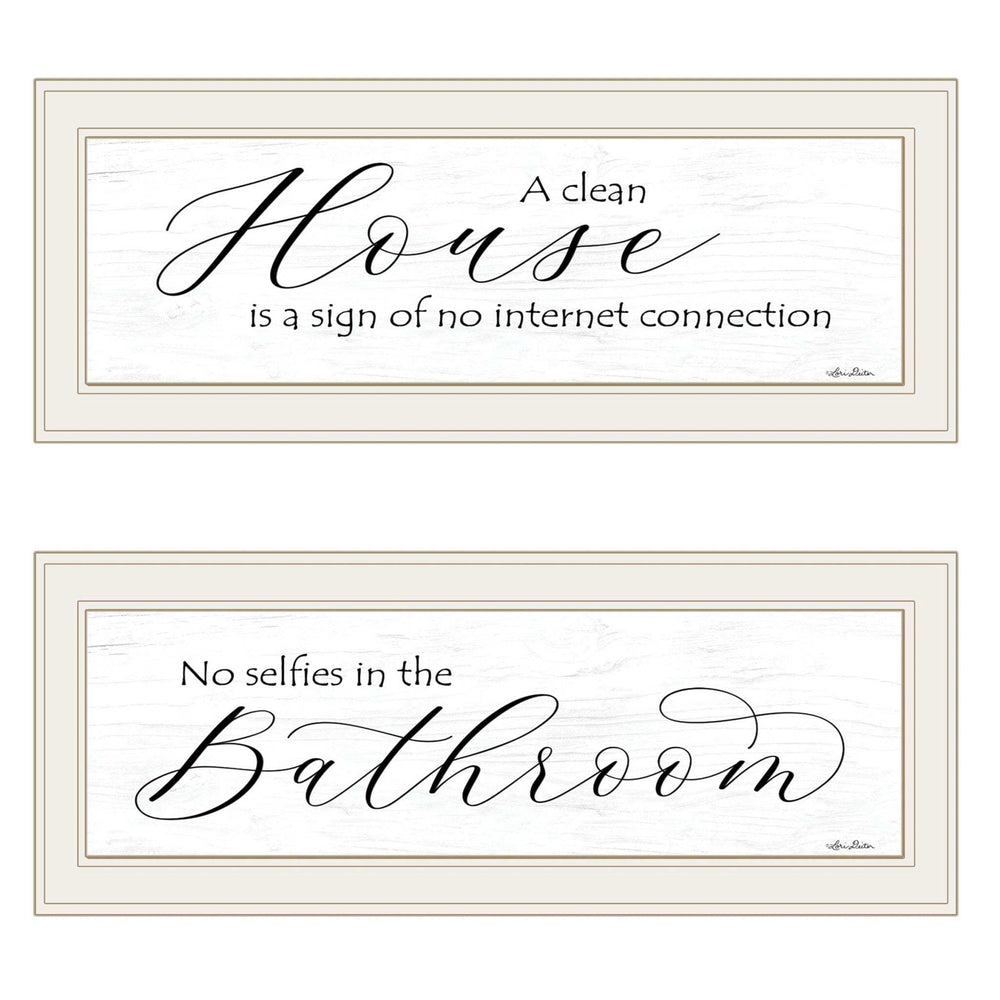 Set Of Two Household Humor 1 White Framed Print Bathroom Wall Art - Homeroots - Flyclothing LLC