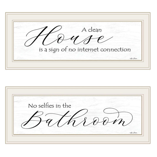Set Of Two Household Humor 1 White Framed Print Bathroom Wall Art - Homeroots - Flyclothing LLC