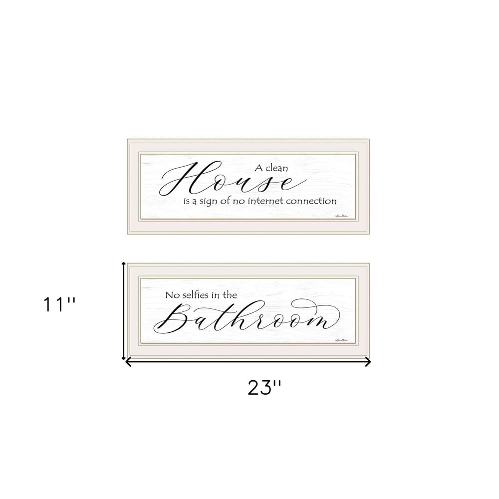 Set Of Two Household Humor 1 White Framed Print Bathroom Wall Art - Homeroots - Flyclothing LLC